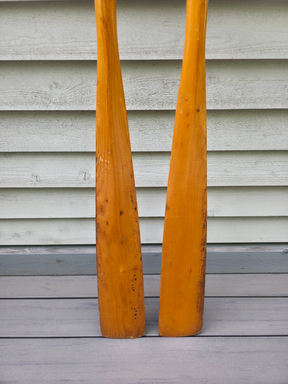GREAT VINTAGE Old Wooden Paddles Oars LECKIES Measures 84″