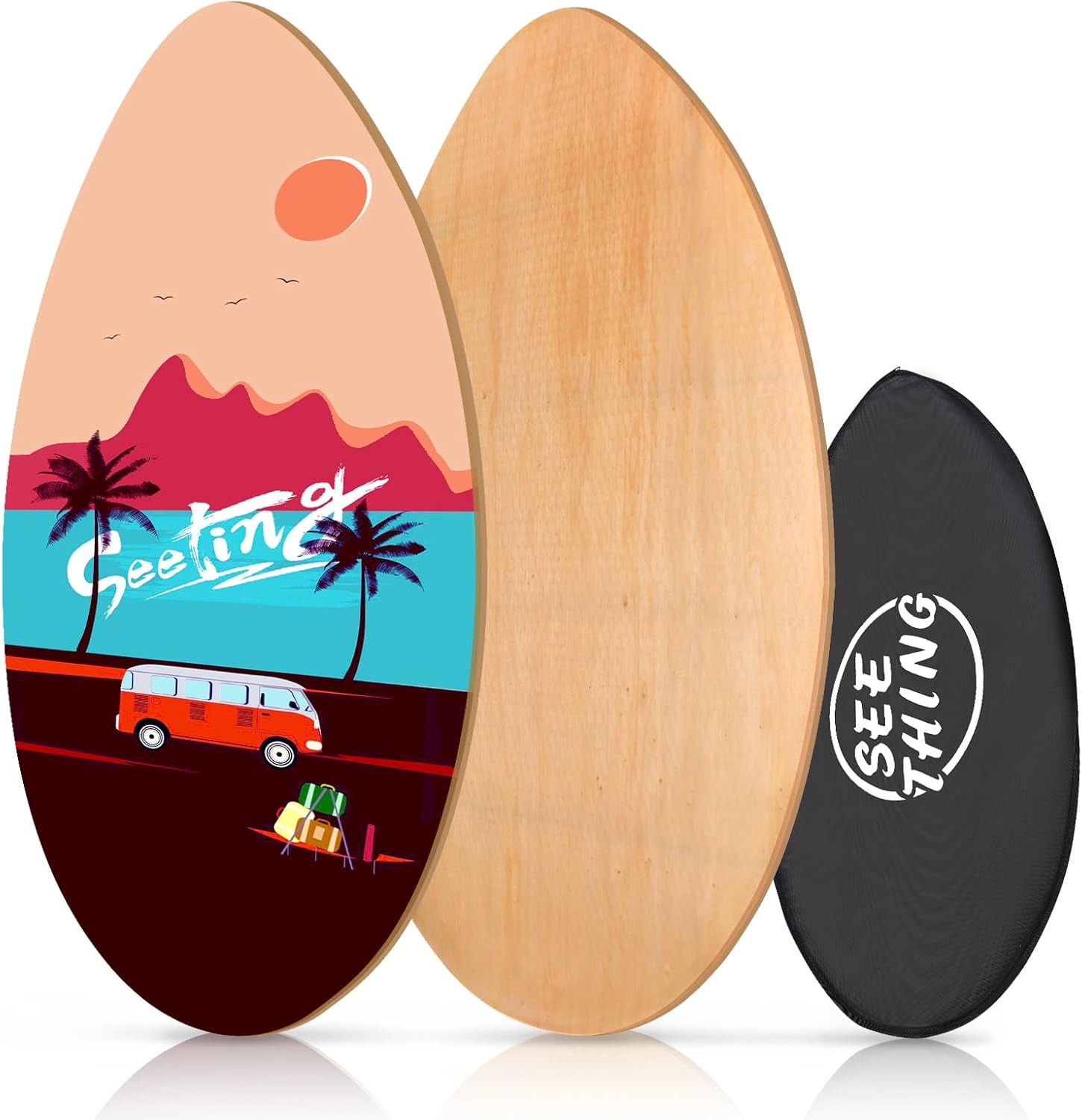 35 Inch Skimboard with High Gloss Coat Wood Skim Board for Beginners,Kids, Teena