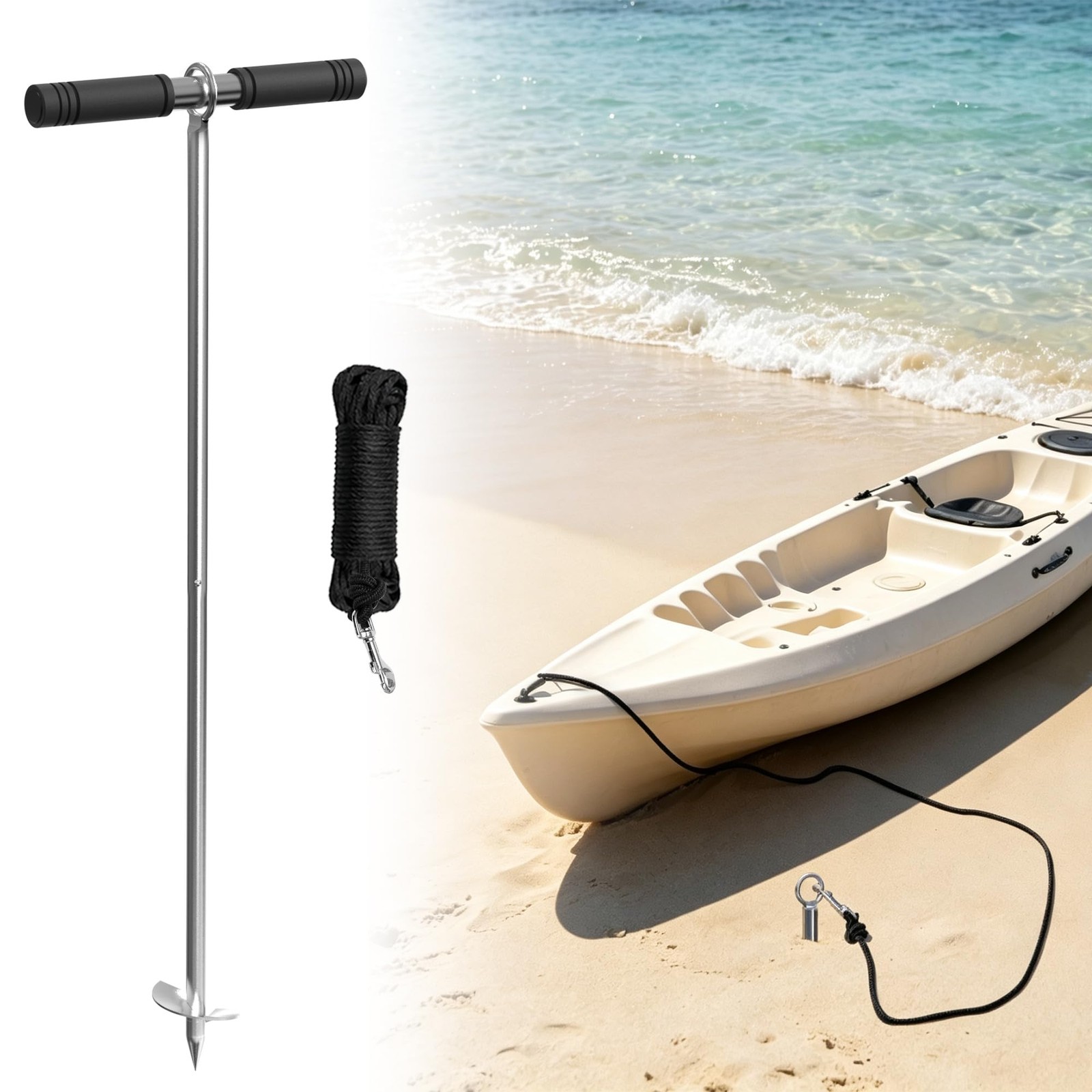 31″ Boat Sand Anchor, 316 Stainless Steel Screw-in Shallow Water Anchor