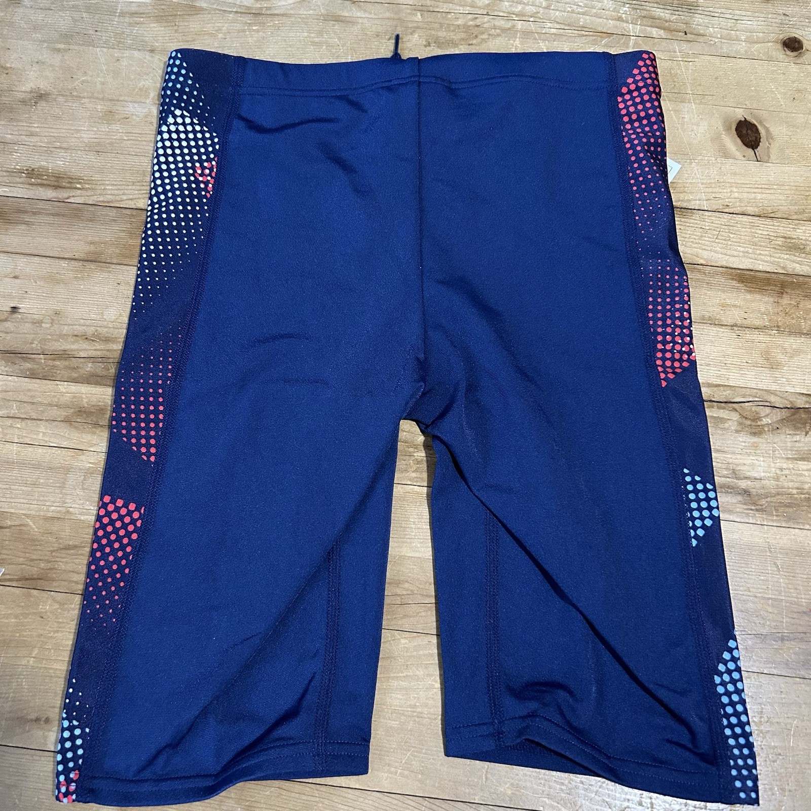 Arena Performance Men’s Halftone Swim Jammer Team Navy Blue Red White Size 28