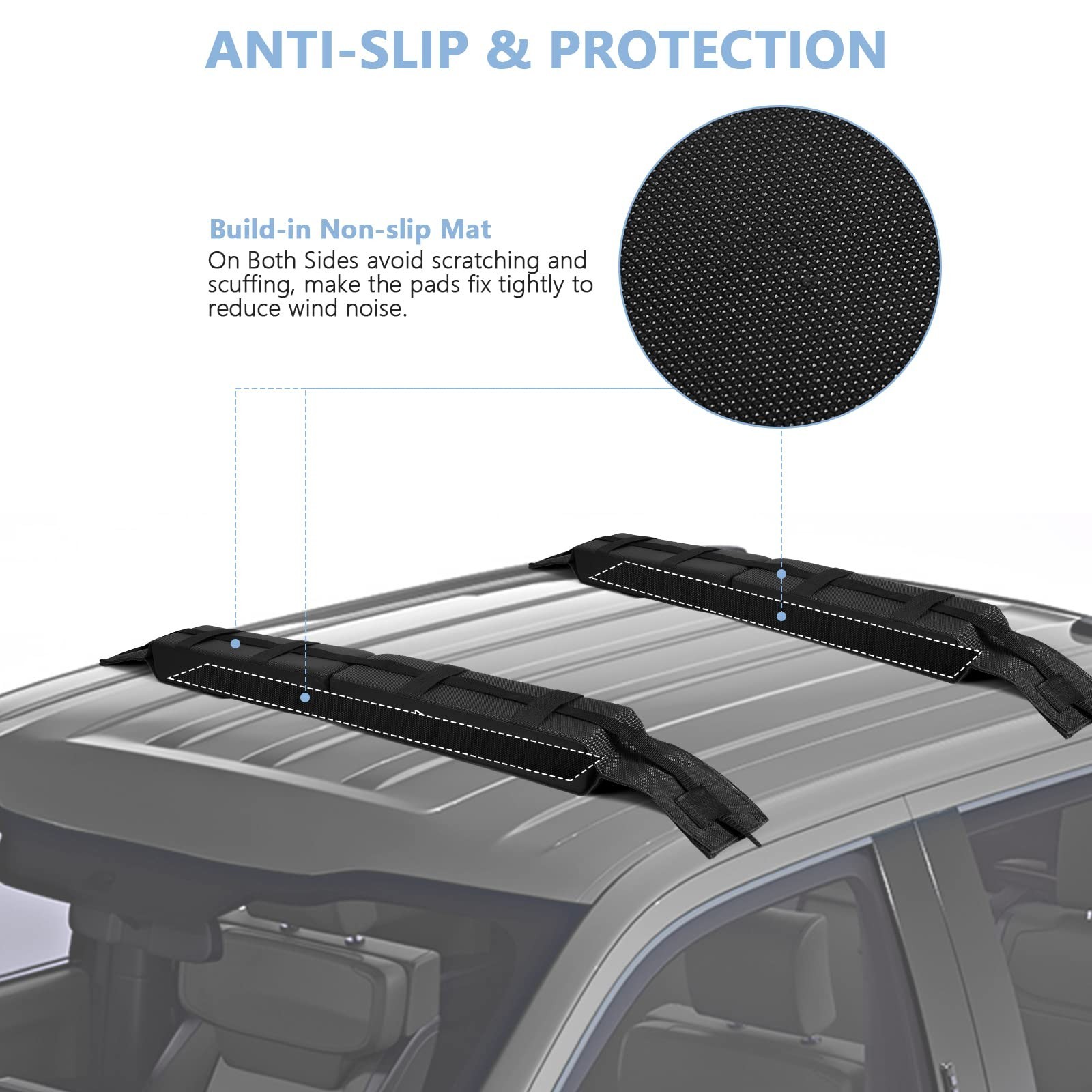 WOOWAVE Folding Kayak Soft Roof Rack Pads Universal Kayak Carrier Car Rack wi…
