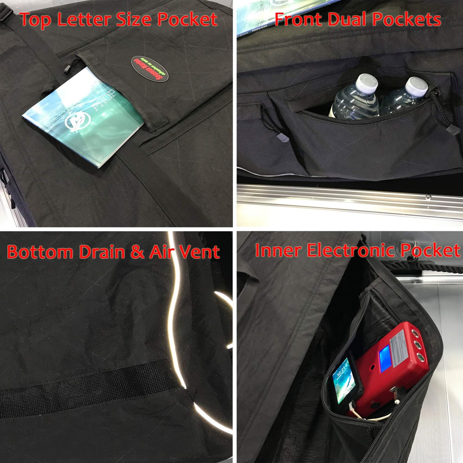 Sunlitec Front Accessory Storage Bow Bag for Inflatable Boat, with Reflective Li
