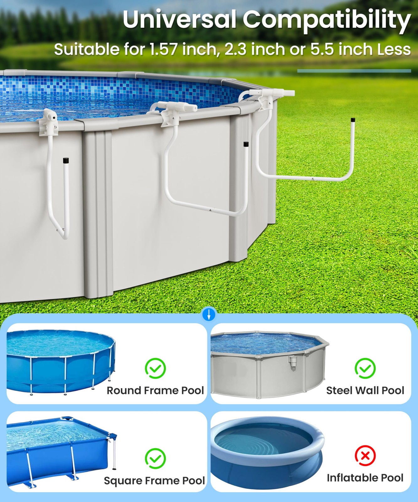 Teisaiko Upgraded 5-Pack Solar Cover Holder for Above Ground Pool, Adjustable…