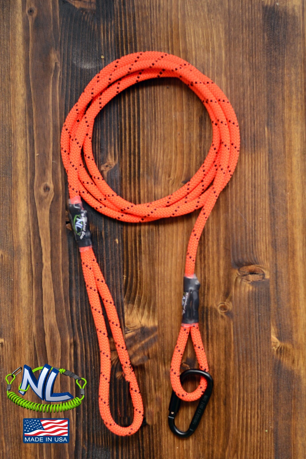 Kayak Canoe Drag Tow Rope 8Ft With Locking Carabiner Neverlost Gear Neon Orange