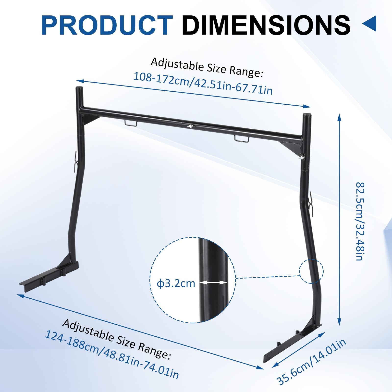 Universal Adjustable Pick up Truck Bed Ladder Rack Lumber Utility Kayak 800lbs
