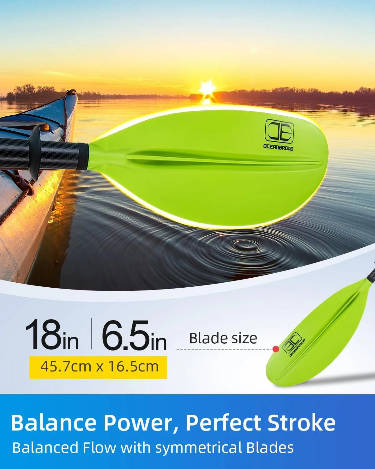 OCEANBROAD Adjustable Carbon Fiber Kayak Paddle 86in/220cm to 94in/240cm Kayakin