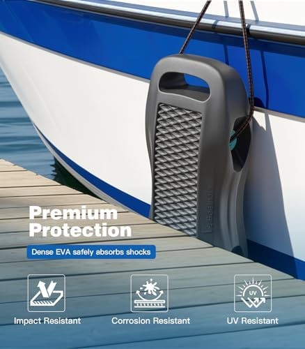 Boat Fenders Boat Bumpers for Docking, 2-Pack Marine Grade EVA Flat Fenders f…