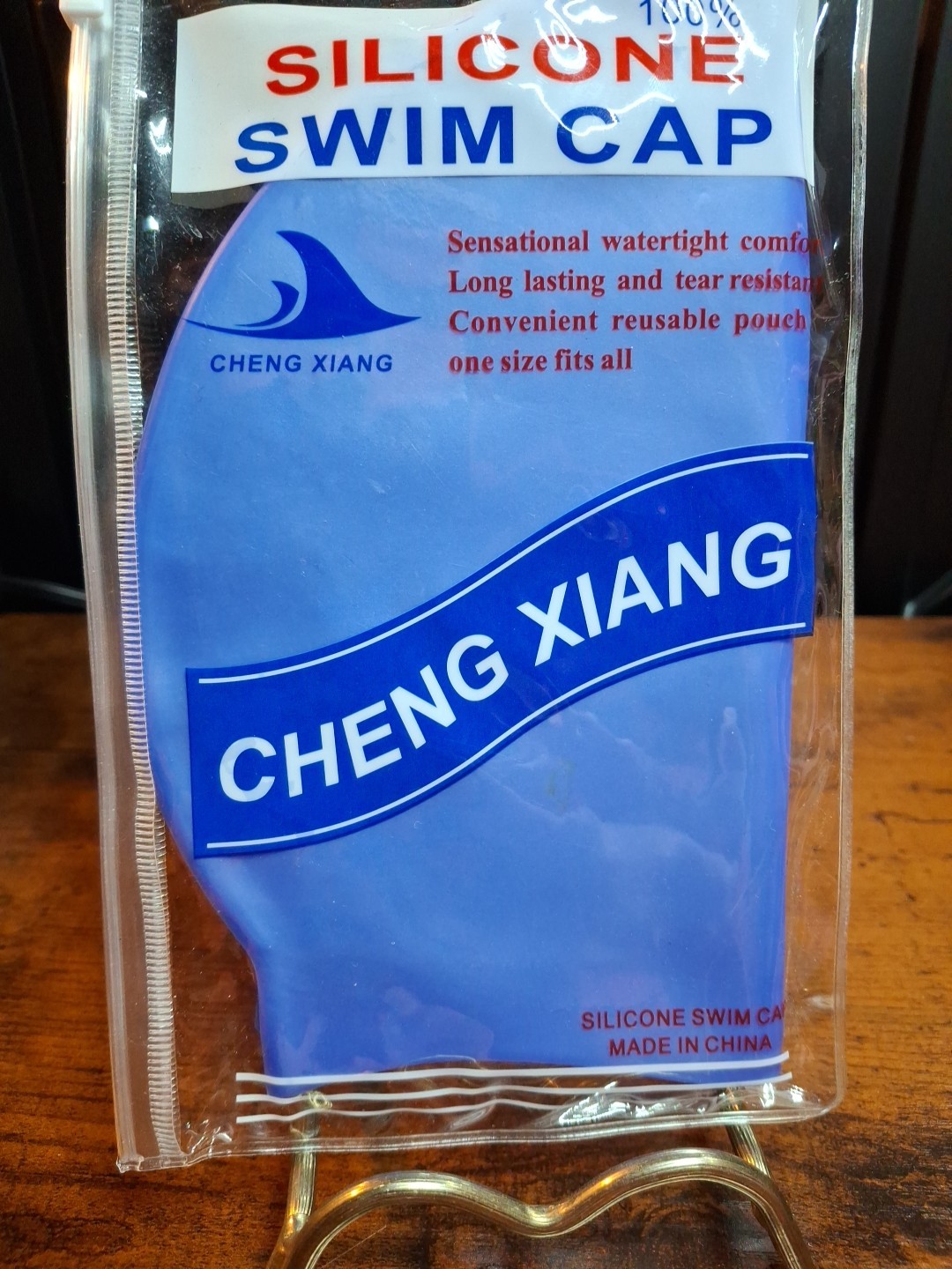 NIP 100% Silicone Swimming Cap One Size fit all Color Royal Blue Cheng Xiang