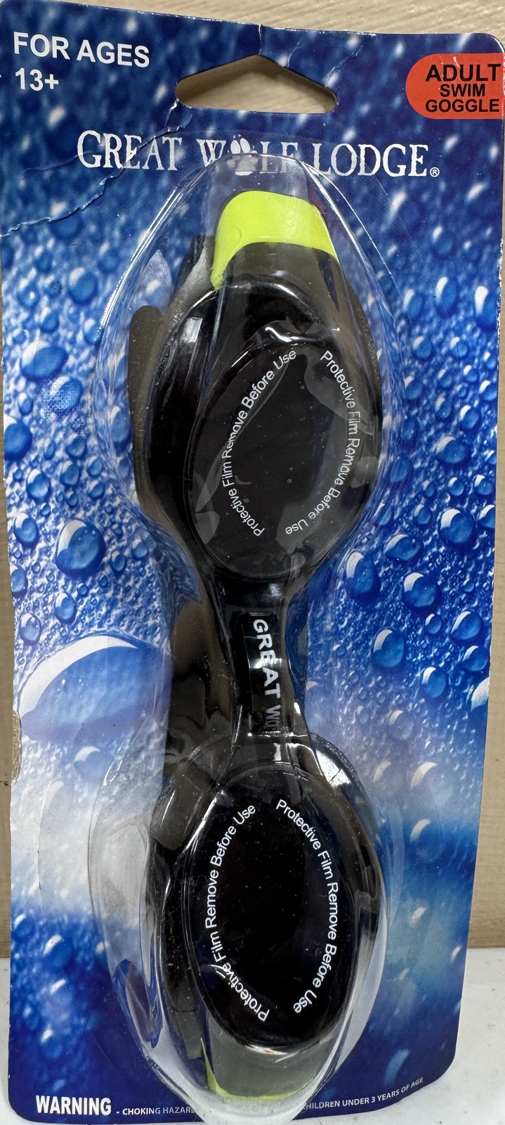 🍀 Great Wolf Lodge Adult Swim Goggles Anti-Fog Polycarbonate Lenses New Sealed