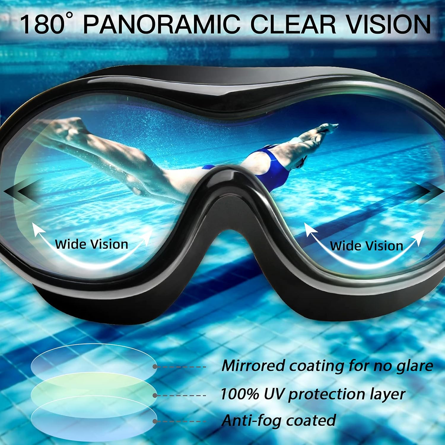 Swim Goggles No Leaking Anti-Fog Pool Goggles Swimming Goggles for Adult Men Wom