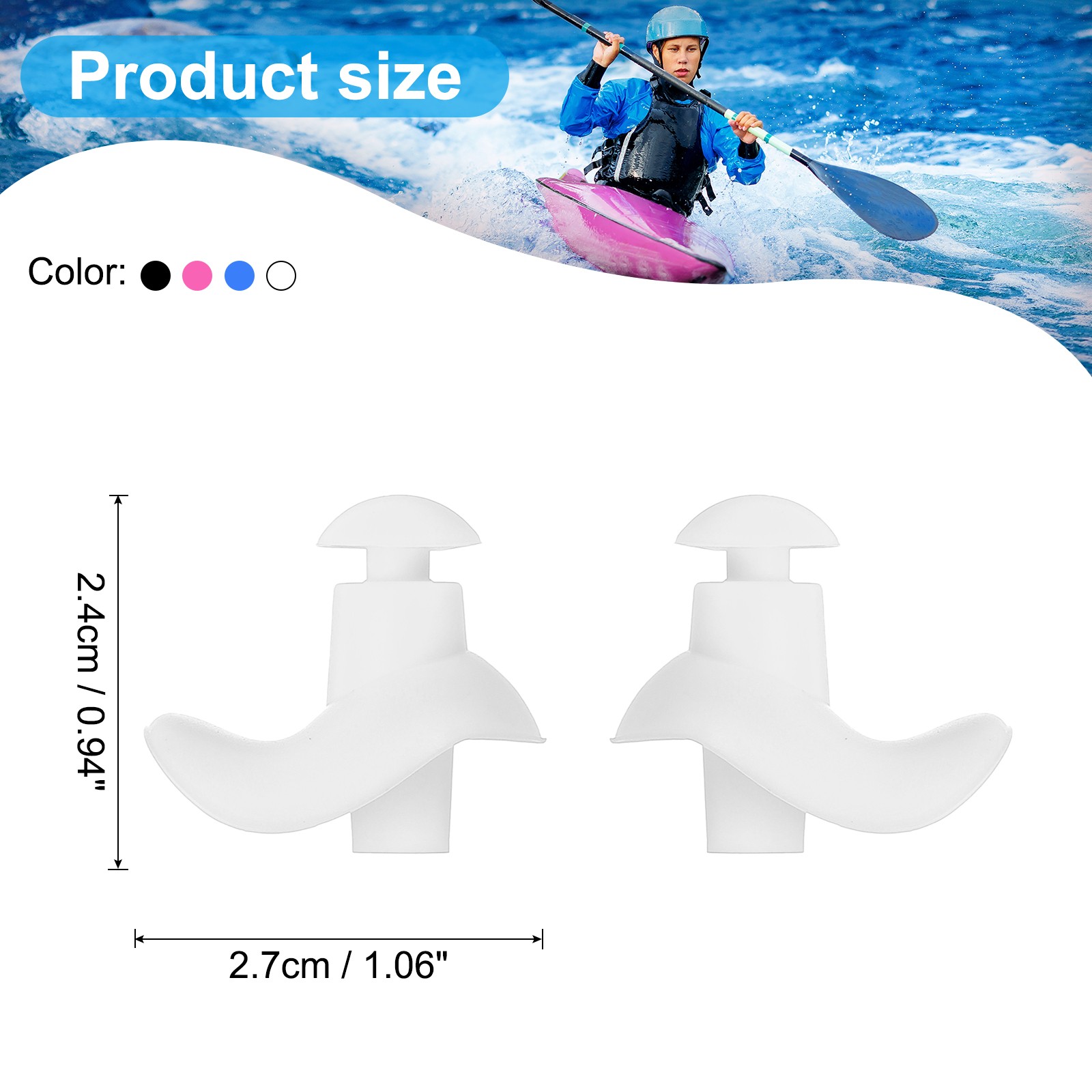 Ear Plugs for Swimming,4 Pairs Waterproof Earplugs Black, Blue, Pink, White