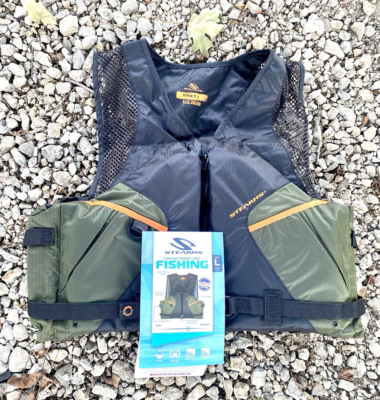 NEW STEARNS Fishing Vest Comfort Mesh Top Foam Coast Guard Type III Adult Large