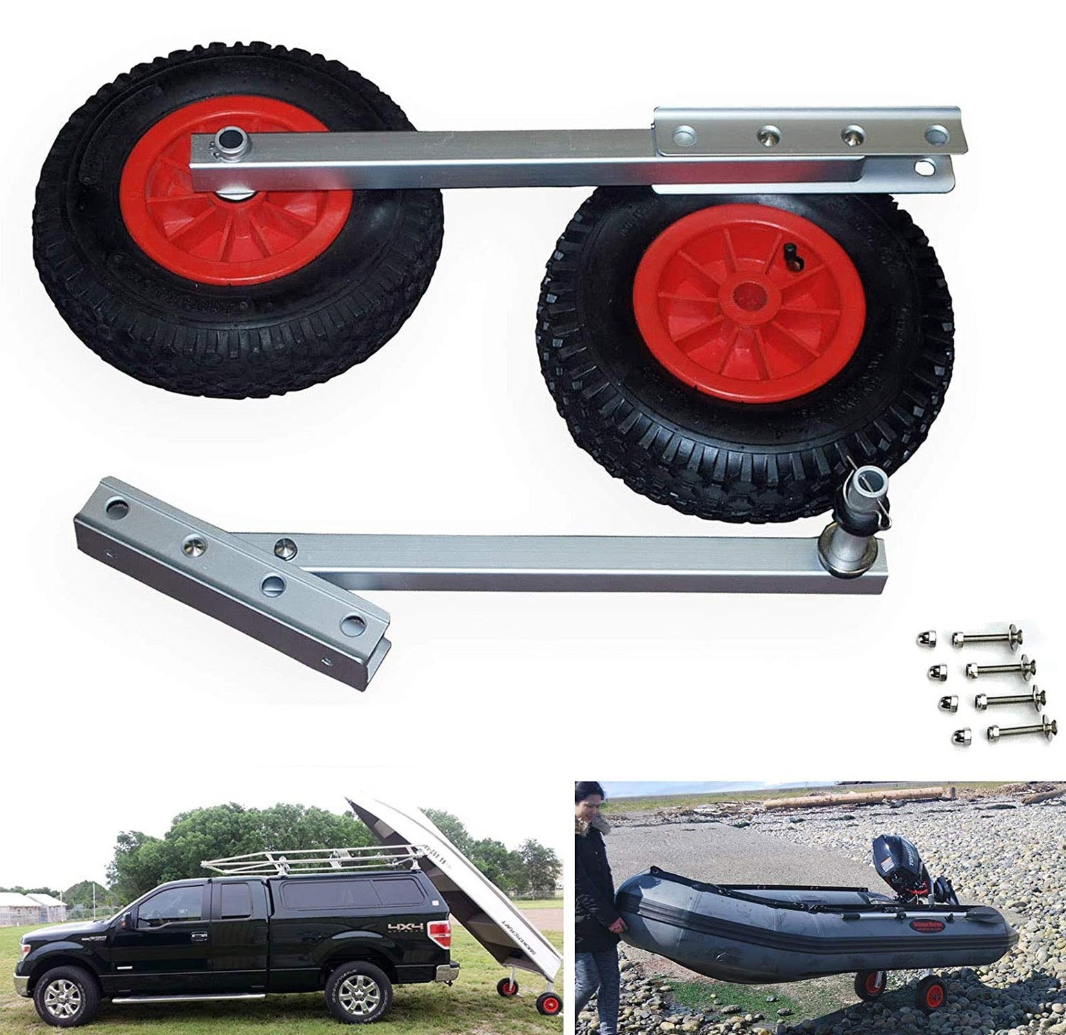 Seamax EZ Load Boat Launching Wheels Set for Inflatable Boat & Aluminum Boat,…