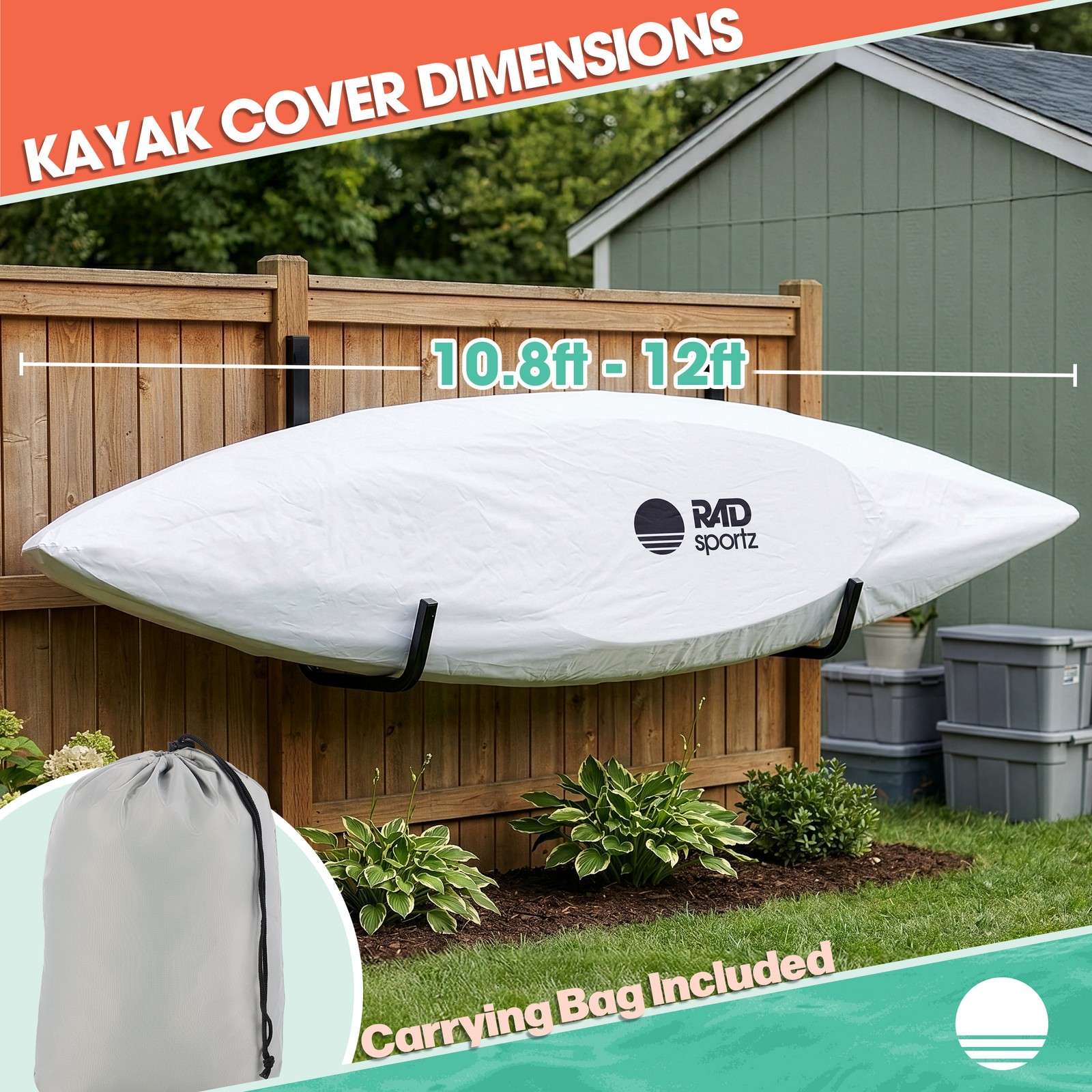 RAD Sportz Kayak Cover for 10.8 to 12ft Canoe, Paddle Board, SUP or Boat
