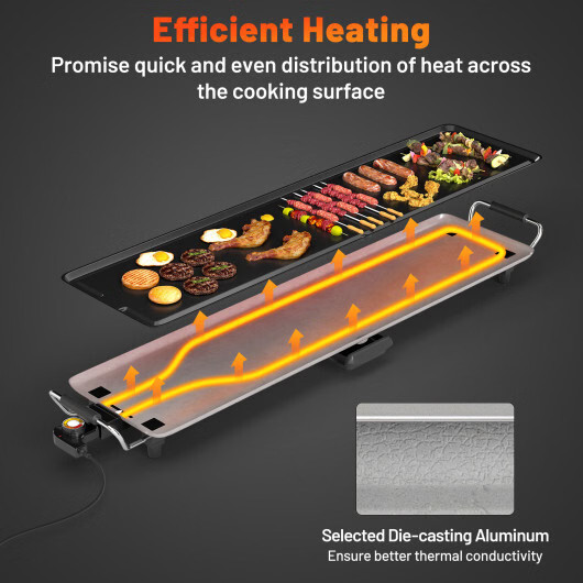 Costway 35 Inch Extra Large Electric Griddle with Adjustable Temperature Thermos
