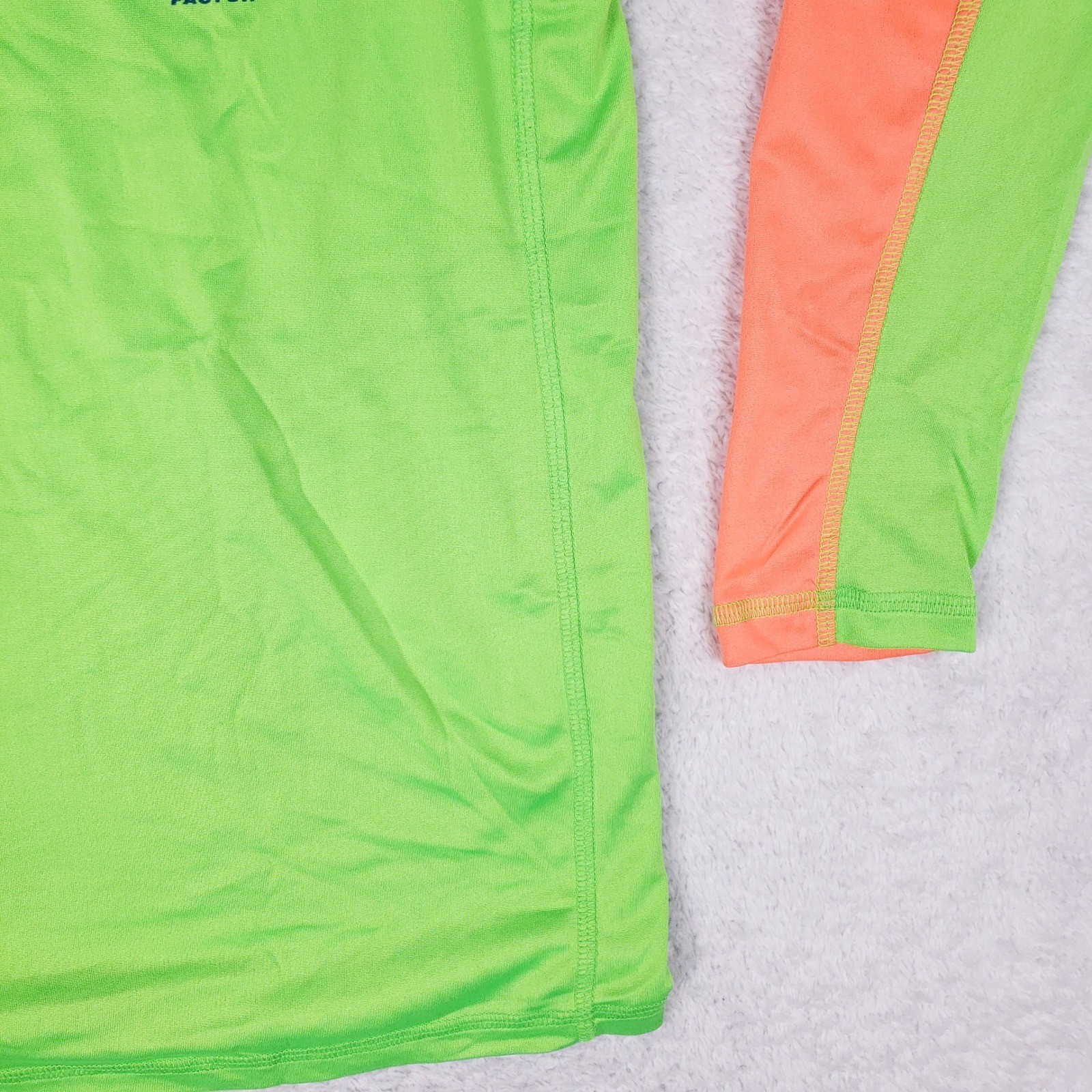 Cusma Rash Guard XG Long Sleeve Neon Green Orange Anchor UPF 50 Y2K Surf