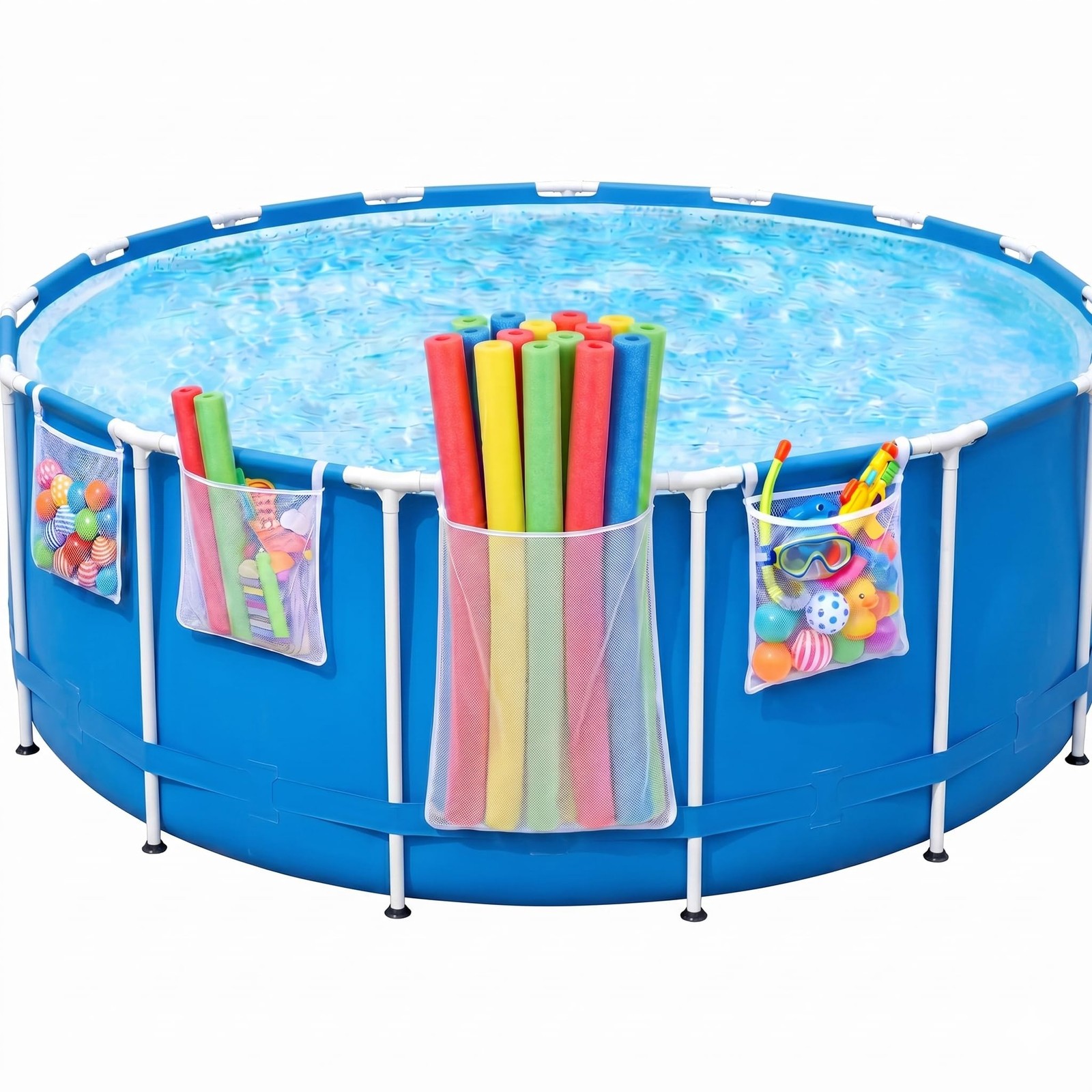 Poolside Perfection! 4-pack Poolside Mesh Storage Bags With Adjustable Straps