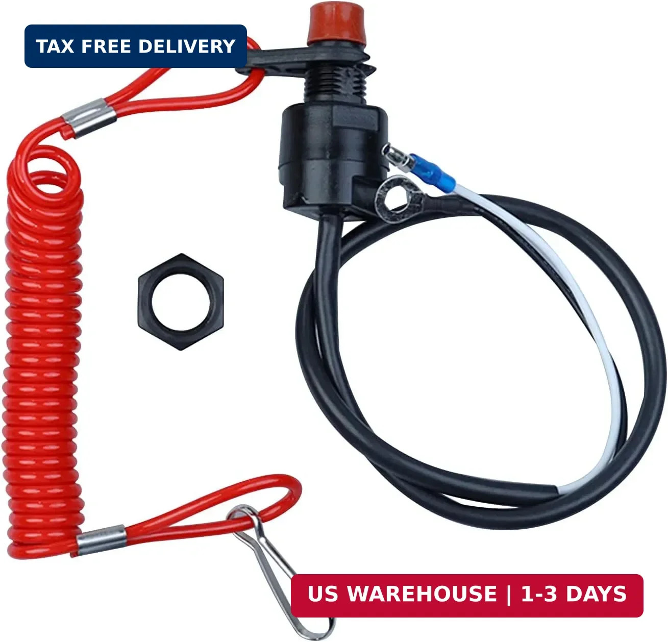 Boat Safety Kill Stop Switch Connector Lanyard Compatible for Yamaha Suzuki Hond