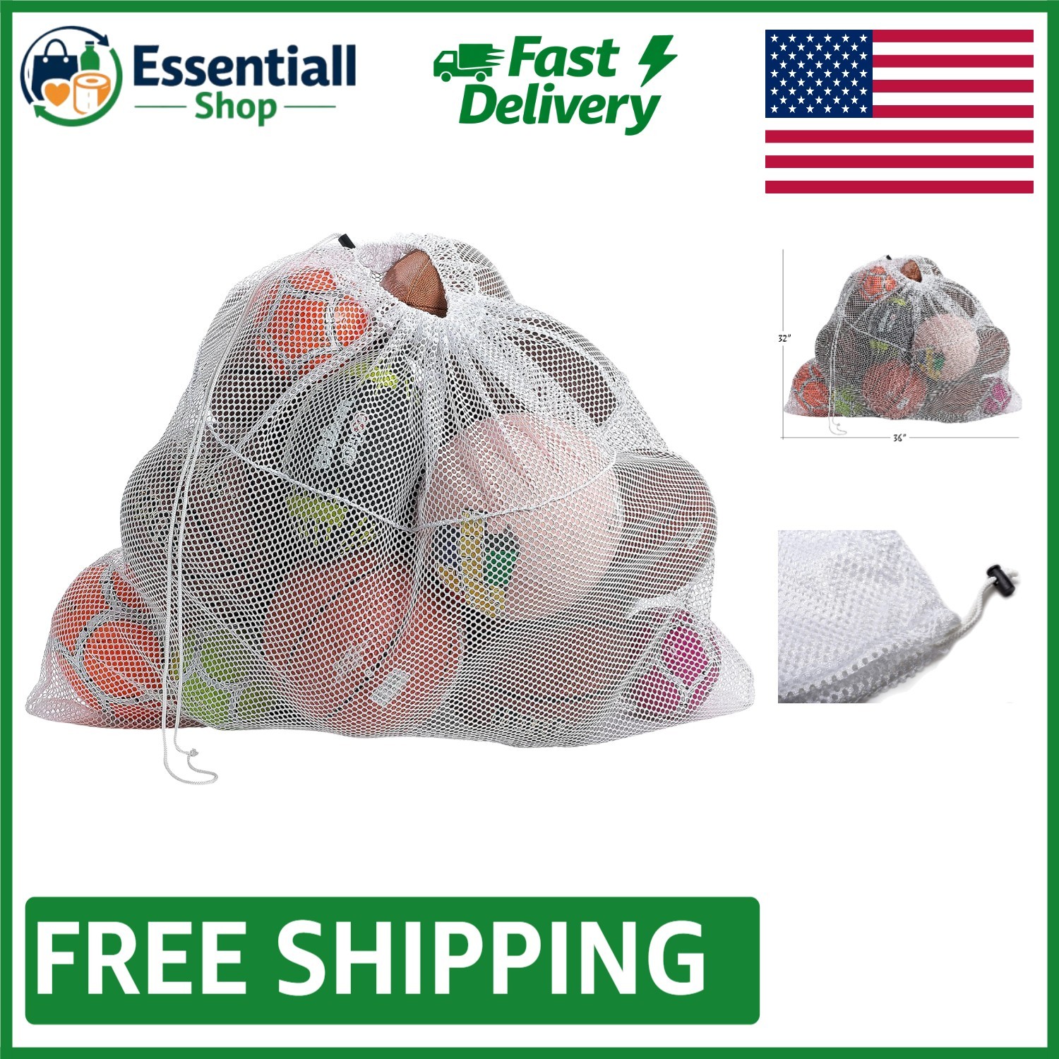 Heavy-Duty Mesh Equipment Bag – 32” x 36” & 24” x 36” – Versatile Gear Organizer