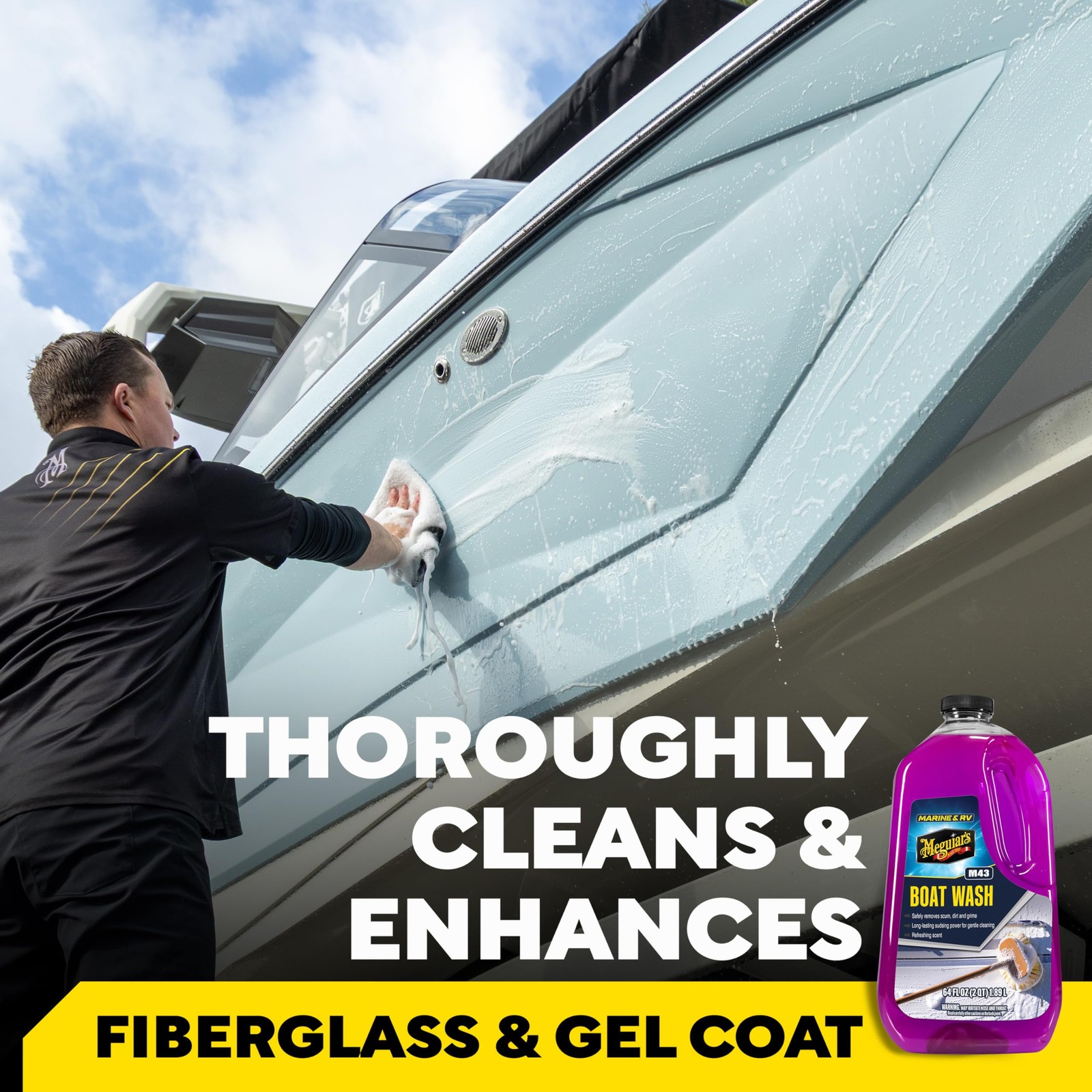 Meguiar’s M43 Marine/RV Boat Wash, pH-Balanced 64 Fl Oz (Pack of 1), PURPLE