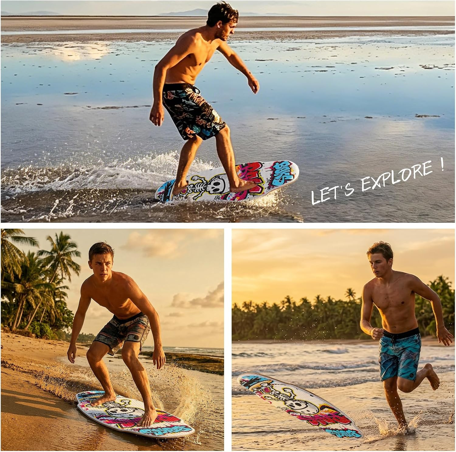 35-Inch Wooden Skimboard for Beginners and Adults | Surface with EVA Non-Slip Co