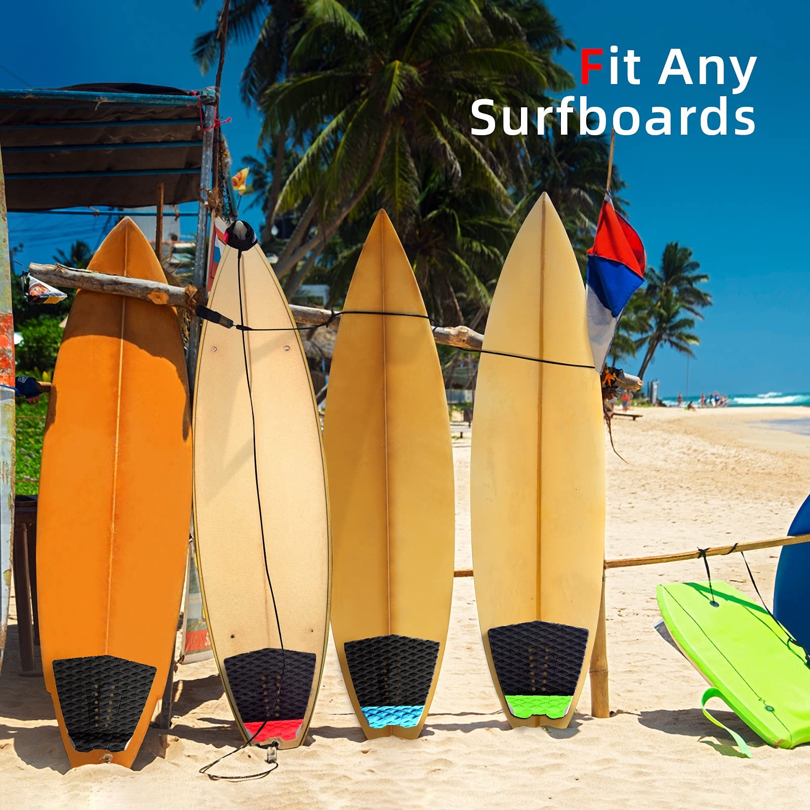 3 Piece EVA Surfboard Deck Traction Pads with Kicker for Stomp Skimboards, Surf