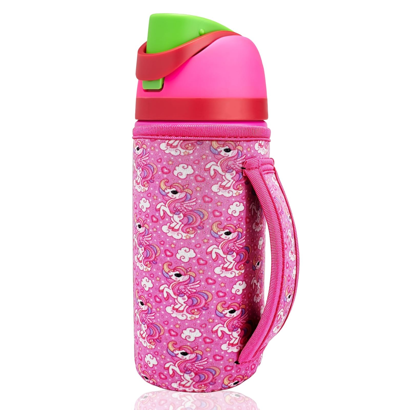16 oz Cute Printed Sleeve Compatible for Owala 16 Ounces, Rose Red Unicorn