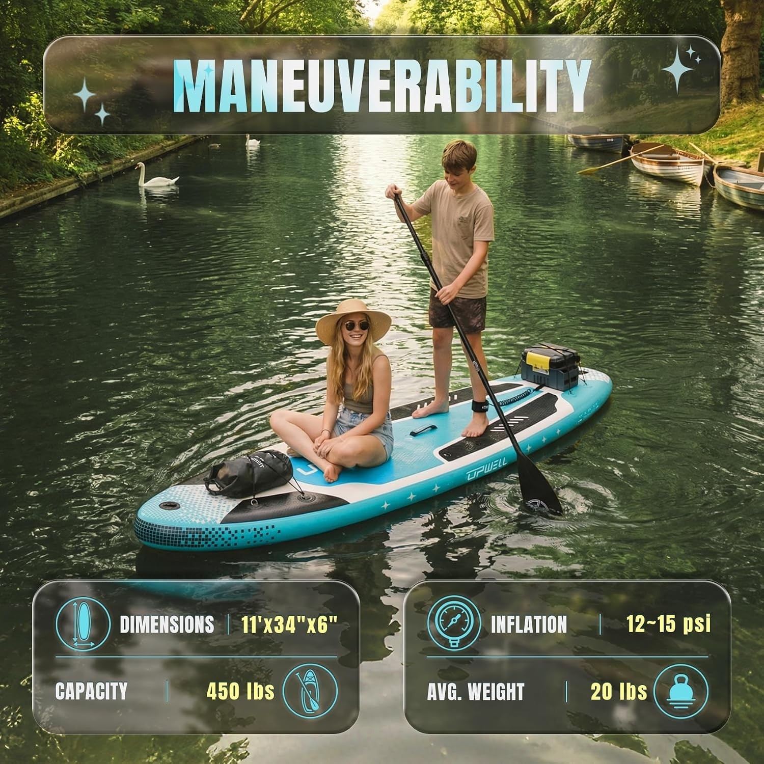 11’6”/11’2”/11’/10’8”/10’6”/10’2” Inflatable Stand Up Paddle Board with sup A…