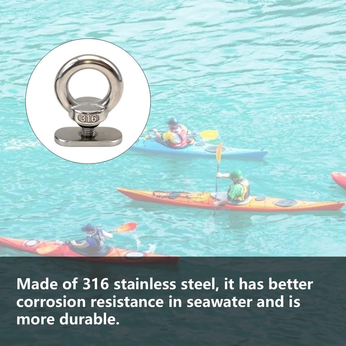 Kayak Track Mount Accessories 6 Pack, Stainless Steel Tie down Eyelet Rail Syste