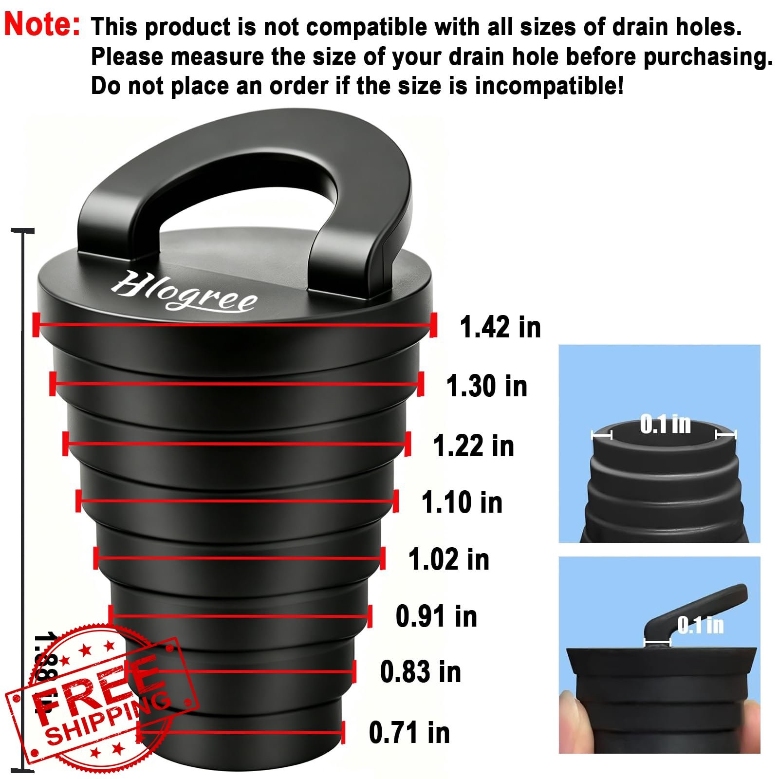 HLOGREE Kayak Scupper Plugs Boat Drain Plugs 8 Pack 1.25″