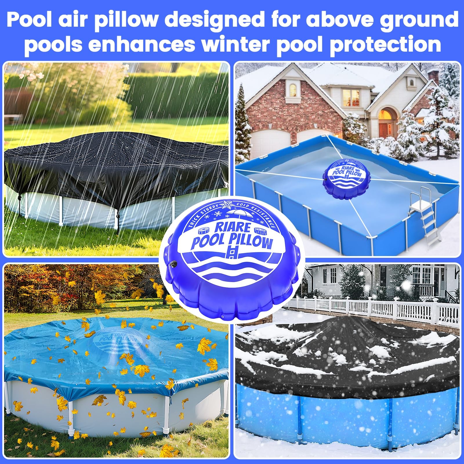 Pool Air Pillow 4×4 Ft 0.4mm Thick PVC for Above Ground Pools – Winter