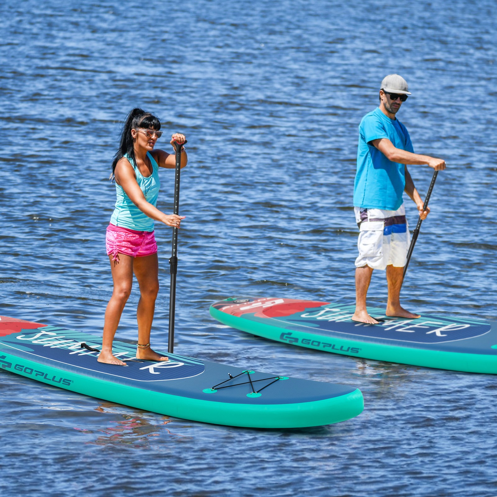 Costway 11ft Inflatable Stand Up Paddle Board W/ Backpack Leash Aluminum Paddle
