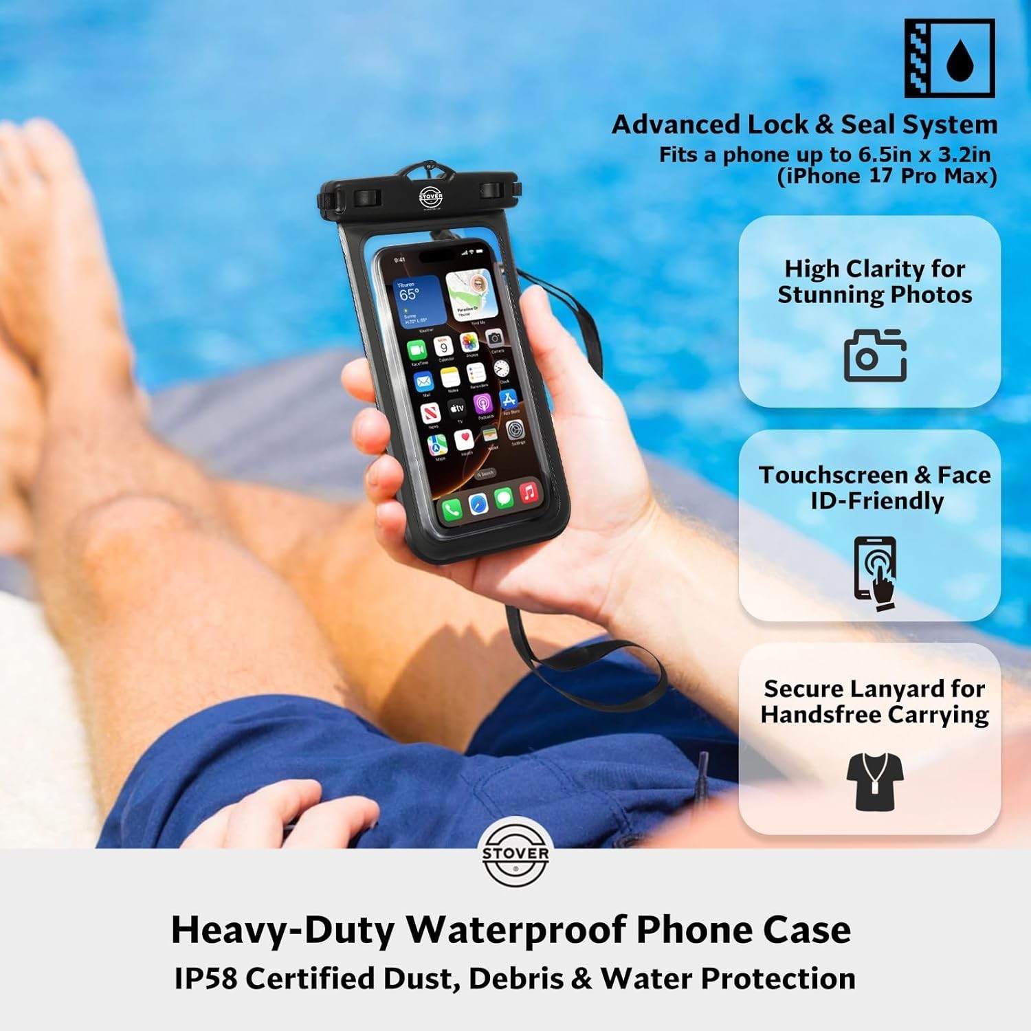 5/10/25/30/40/55L Waterproof Dry Bag- Roll-Top Backpack w/Phone Case- Kayakin…