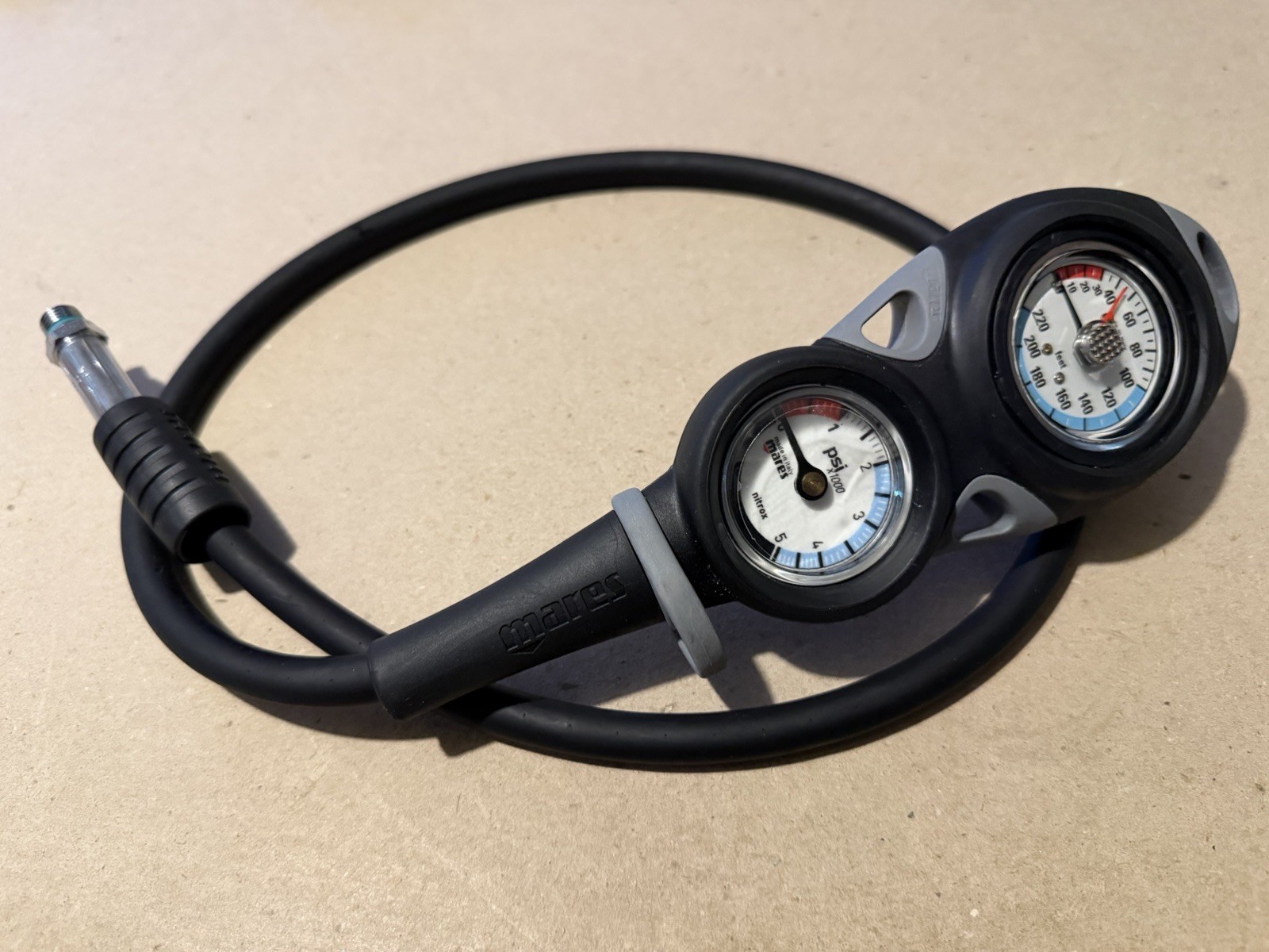 Mares Two Gauge Console Imperial Depth Pressure Scuba Diving Dive SPG (PSI/FEET)