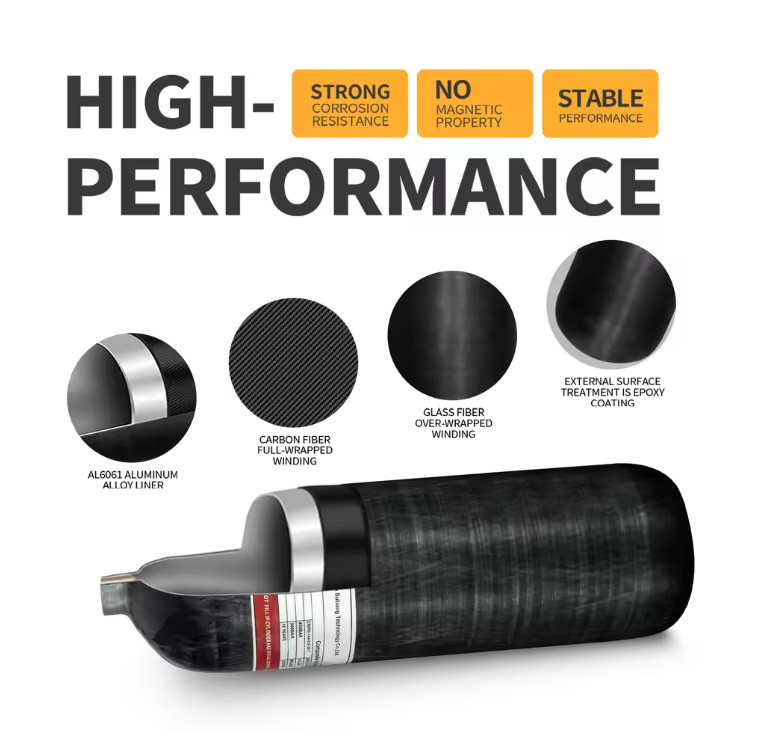 3L / 6.8L Carbon Fiber Cylinder High Pressure Air Tank Fill Station Scuba Diving