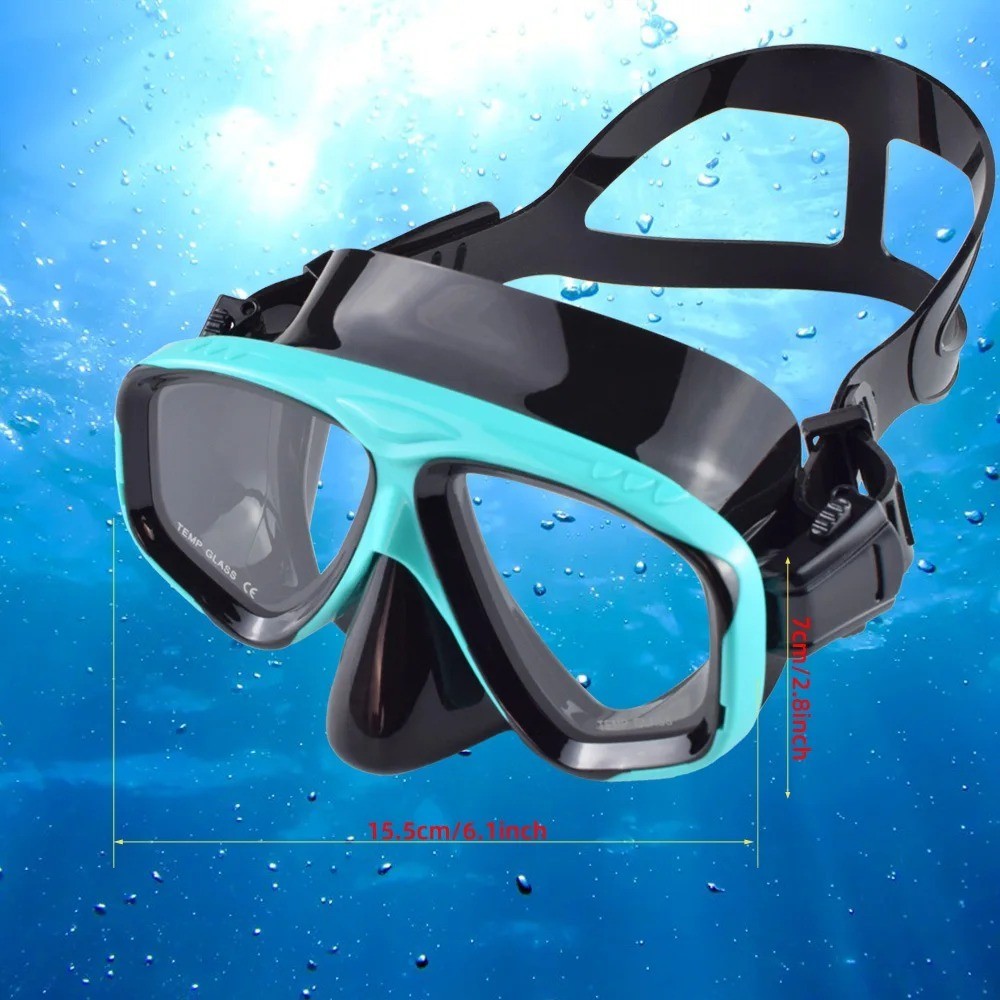 Snorkel Mask Swimming Goggles Scuba Diving Silicone Skirt Tempered Glass Len