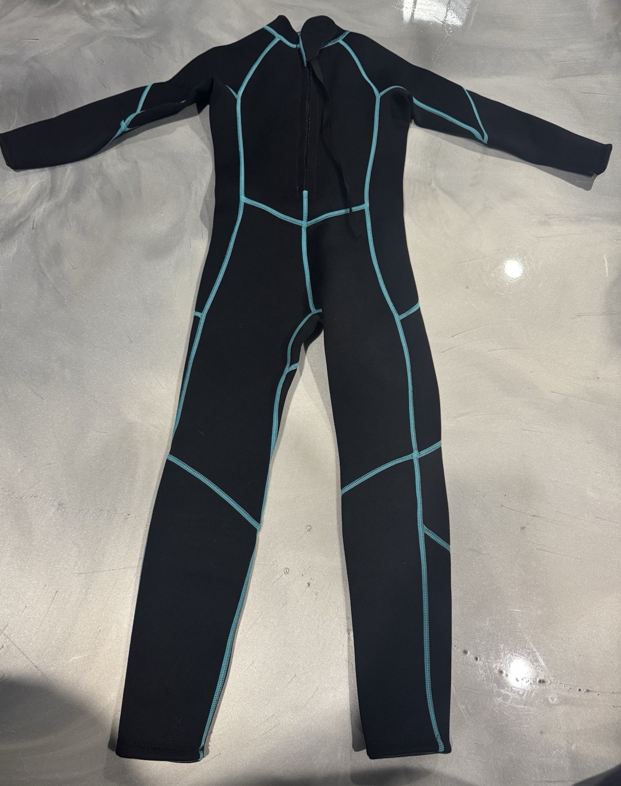OMG Gear Youth Full Wetsuit Black Teal Neoprene Surf Swim Sz XS/S