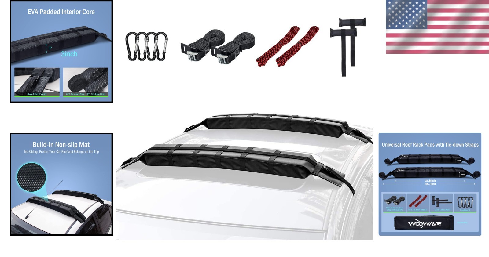 Universal Kayak Roof Rack Pads Set