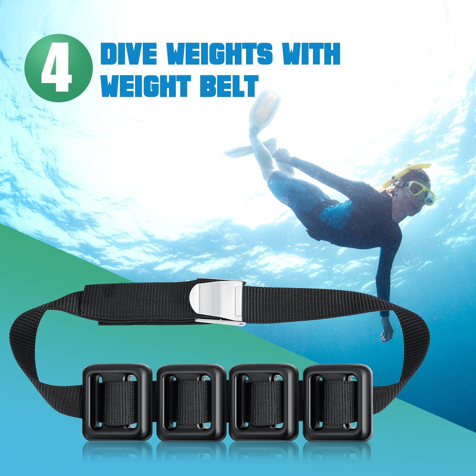 Tellegloww 4 Pcs 3.3 Lb Dive Weights Belt For Scuba Diving Coated Dive Weights