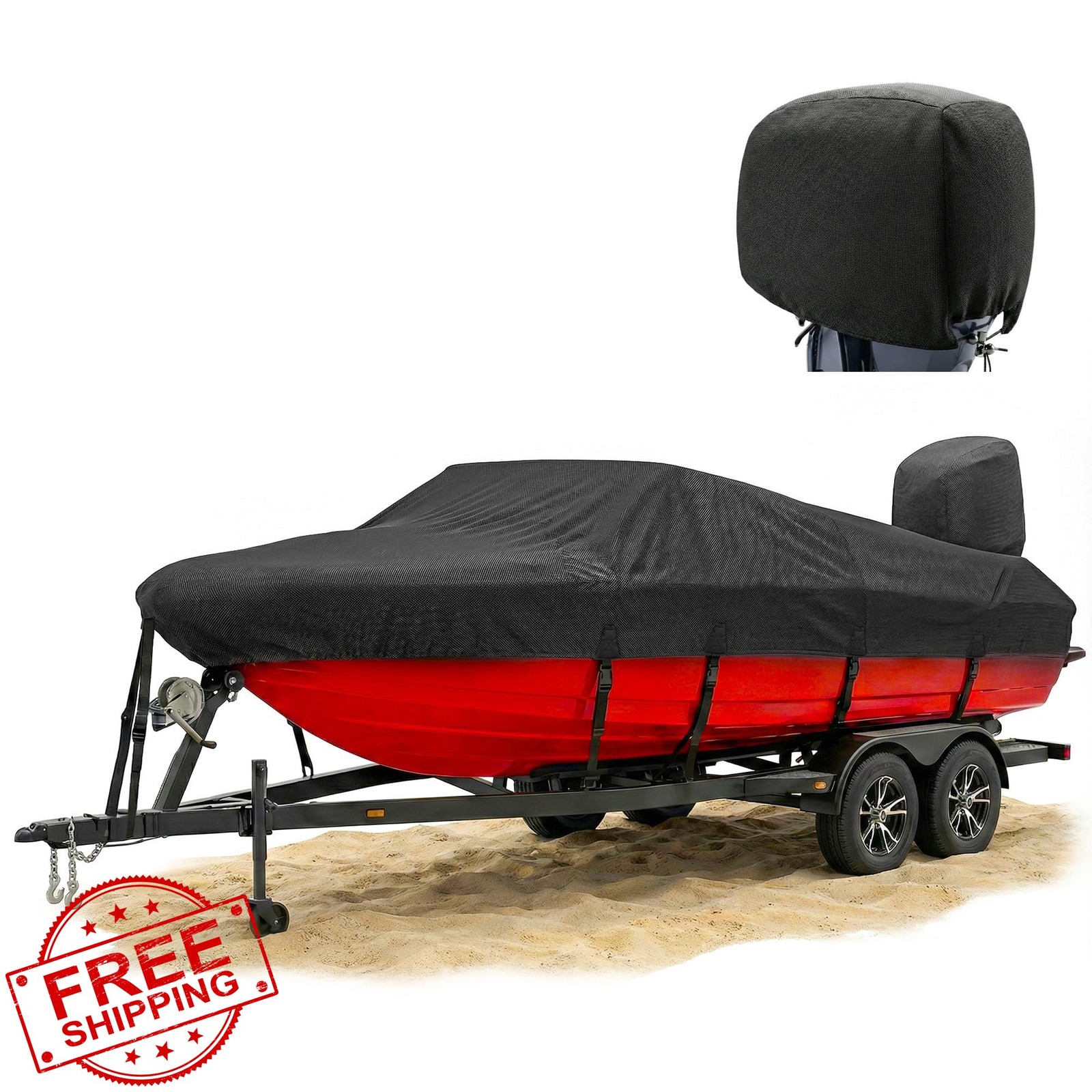 FOCEAN 15-17ft Black Boat Cover Storage Bag