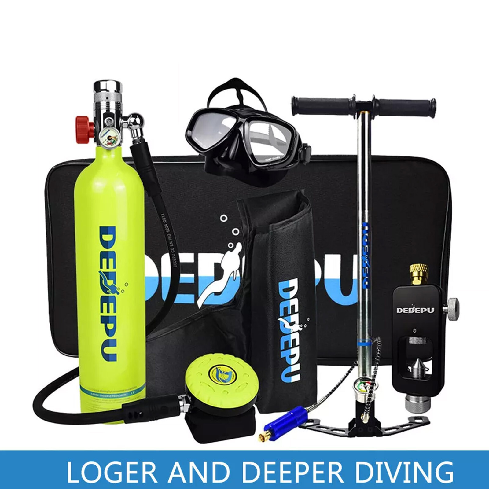 DEDEPU Scuba Diving Kit Full Face Snorkel Mask 1L Air Oxygen Tank Underwater US