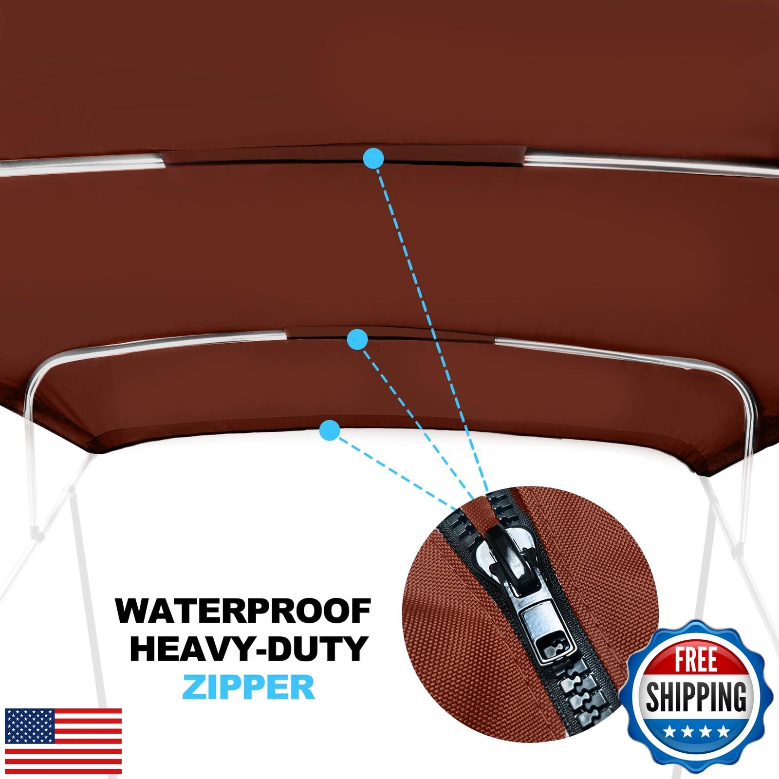 Fuprosico Bimini Top Replacement Canvas with Light Hole for Boat, 4 Bow 8L 73