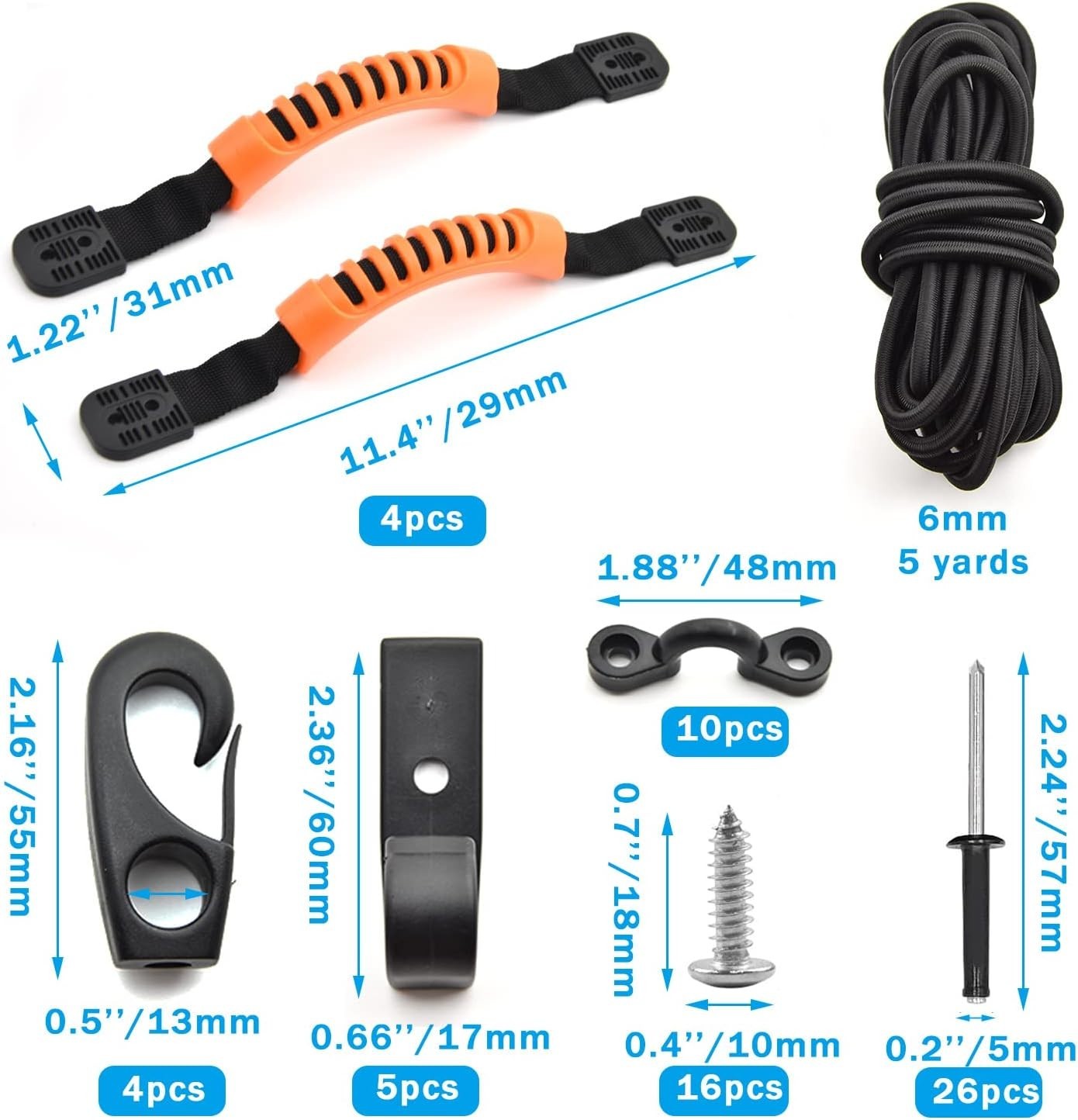 Kayak Carry Handle Rigging Kit -Kayak Canoe Carry Handles, 15 FT 6mm Elastic …