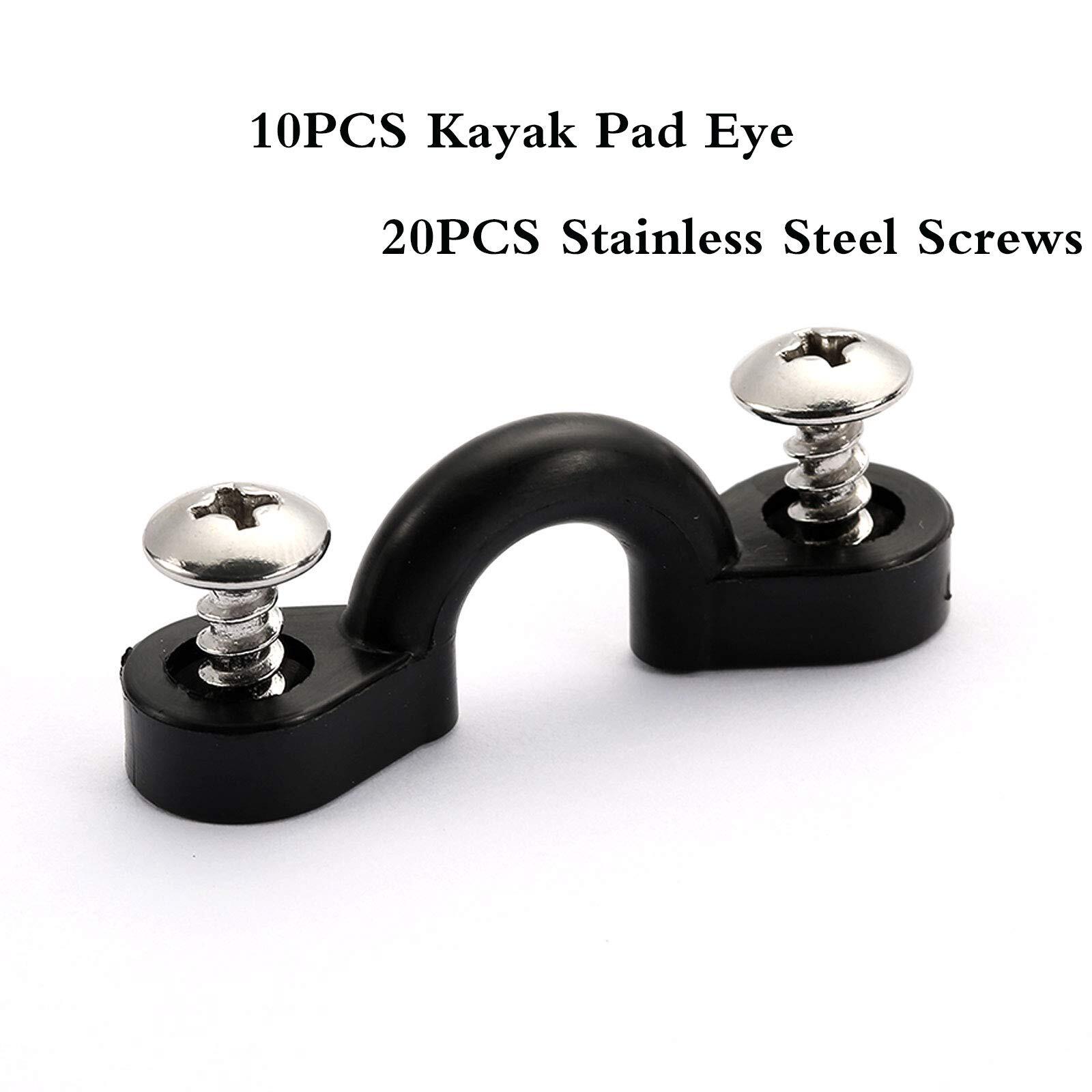 10 Pcs Kayak Pad Eye Kit Nylon Bungee Deck Loops Tie Down Pad Eye with Screws