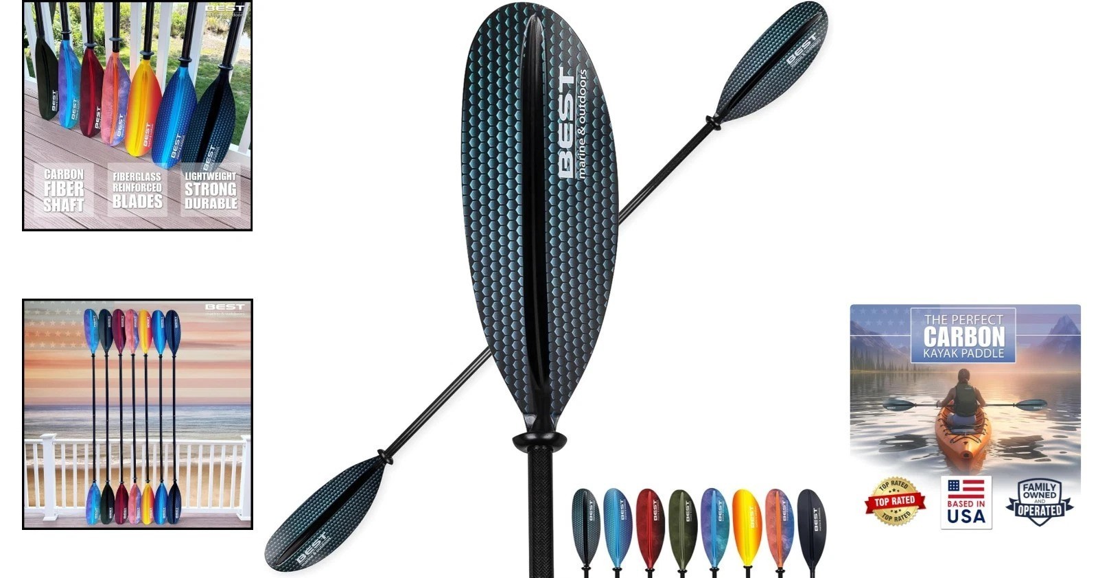 Efficient Carbon Fiber Kayak Paddle 234cm – Lightweight & Adjustable Feathers