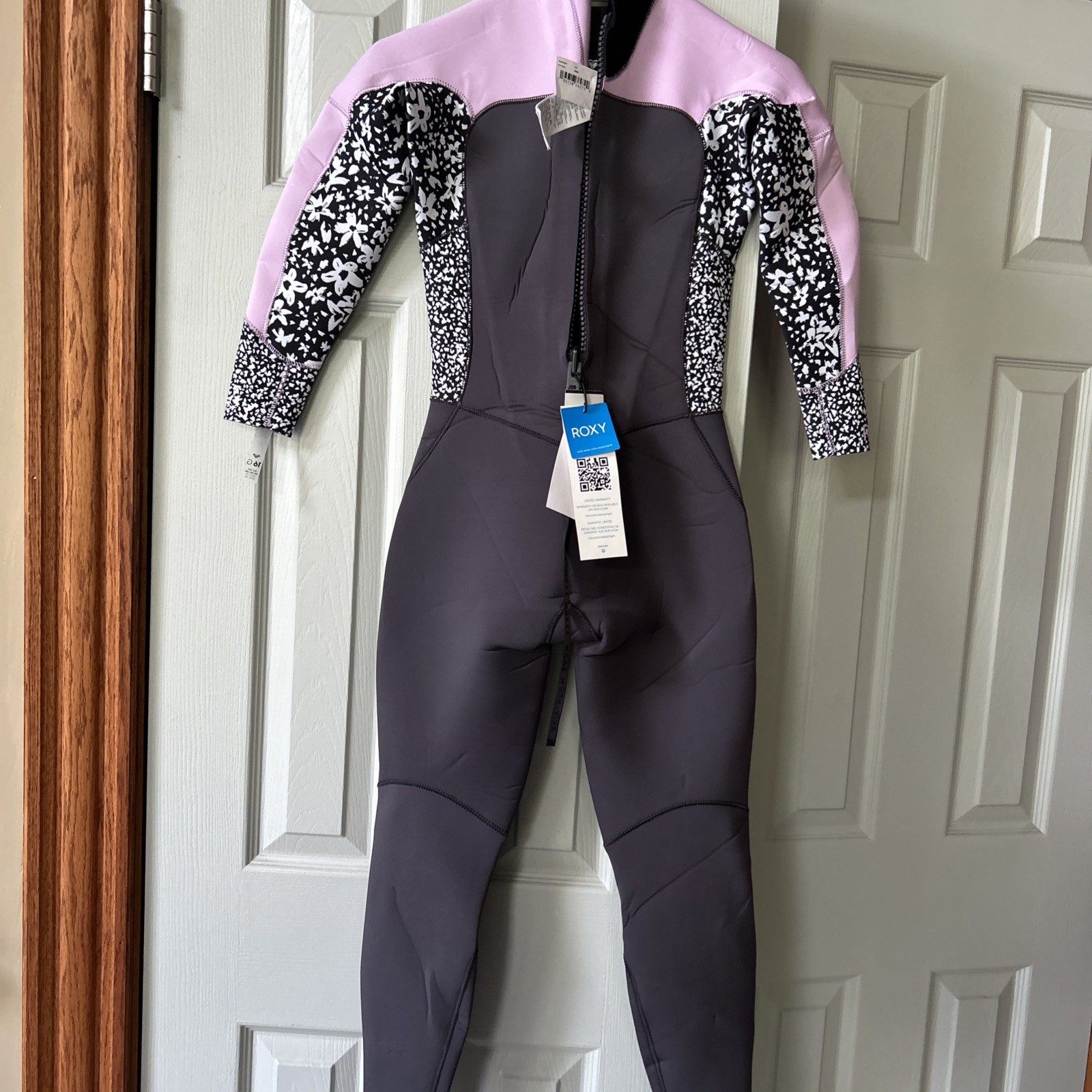 Roxy 3/2mm Swell Series BACK Zip Wetsuit GREY VIOLET PURPLE Size 16 Girls New