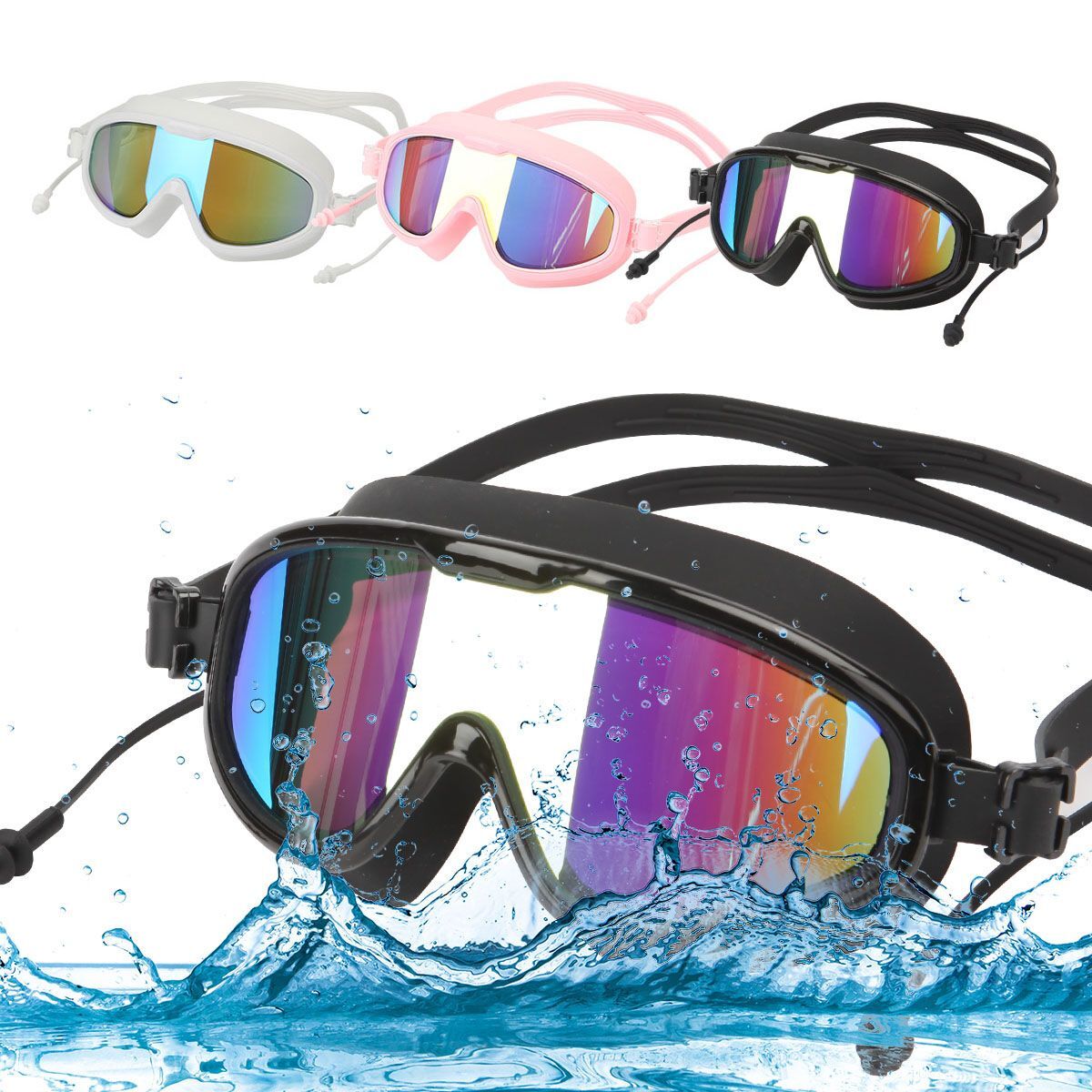Adult Swimming Goggles Adjustable Anti-Fog Glasses Diving Underwater Protection