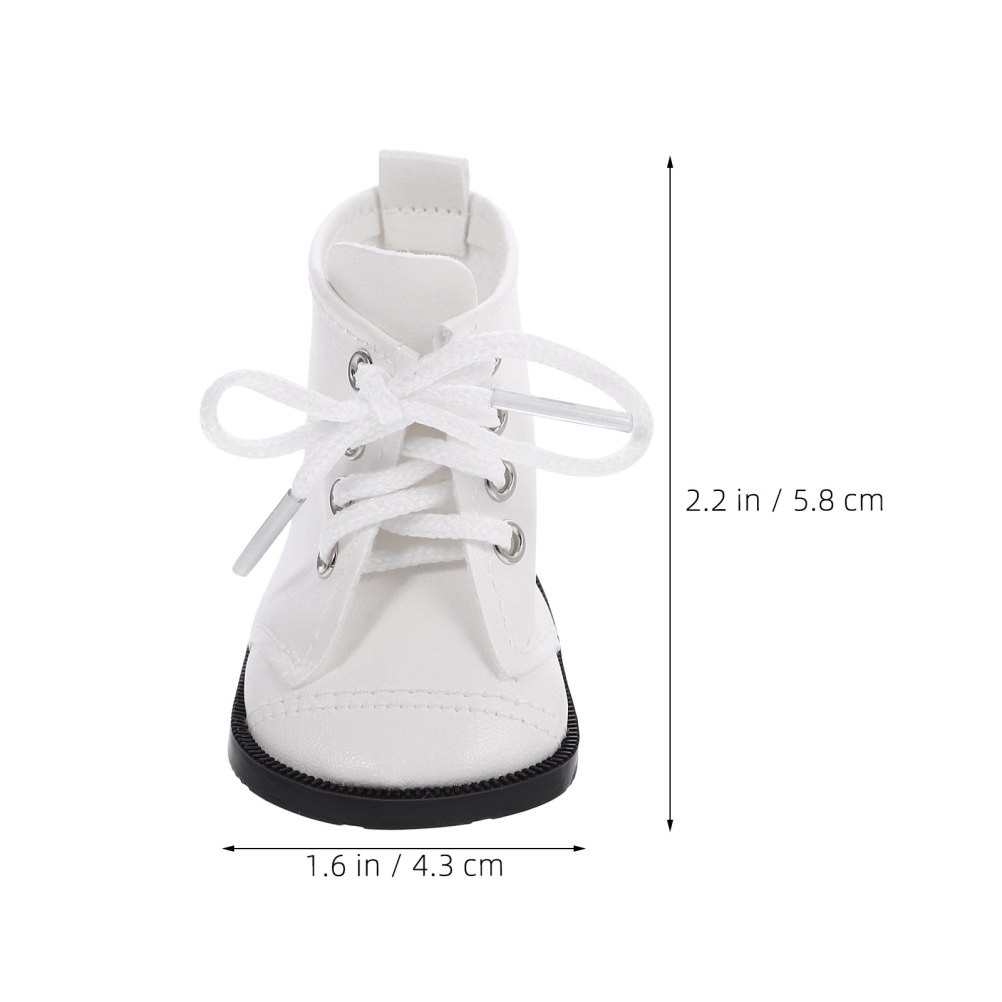 2 Pairs Durable White Miniature Doll Boots for 18 Inch Dolls Casual Outfit Shoes
