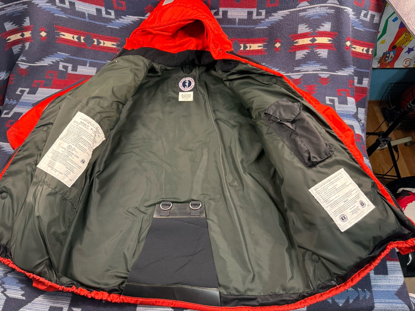 Mustang Survival Orange High Viz Flotation Life Jacket MJ1534 Rescue Men’s XL