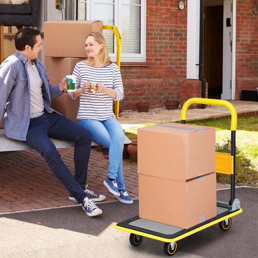 Costway 330lbs Folding Platform Cart Dolly Push Hand Truck Moving Warehouse Fold